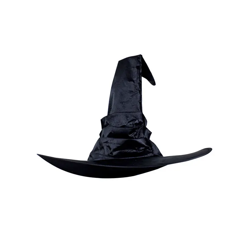 Hexenhut Aus Kunstleder, Schwarz – Breite Krempe, Für Halloween, Cosplay & Kostümpartys