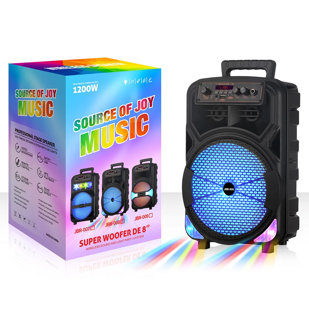 JBR-008屋外ワイヤレスポータブルBT8インチスピーカーマイクLED