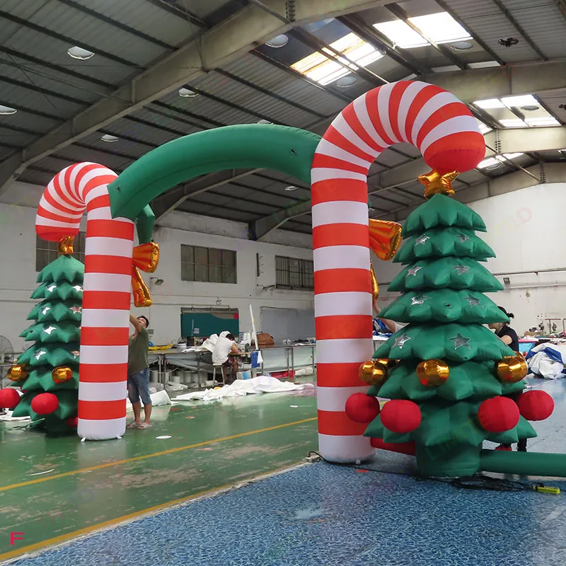 空気注入式キャンディケーンバルーン - 防水 空気注入式 ホリデーデコレーション | 大型クリスマスキャンディケーンデコレーション Leyndo  8フィート クリスマス インフレータブル アーチアーチ装飾 屋外 巨大 赤い弓 インフレータブル アーチウェイ クリス 巨大な赤い ... クリスマス インフレータブル 屋外 装飾品 | 約130センチ キャンディケーン 装飾 | 6個 巨大 インフレータブル キャンディ