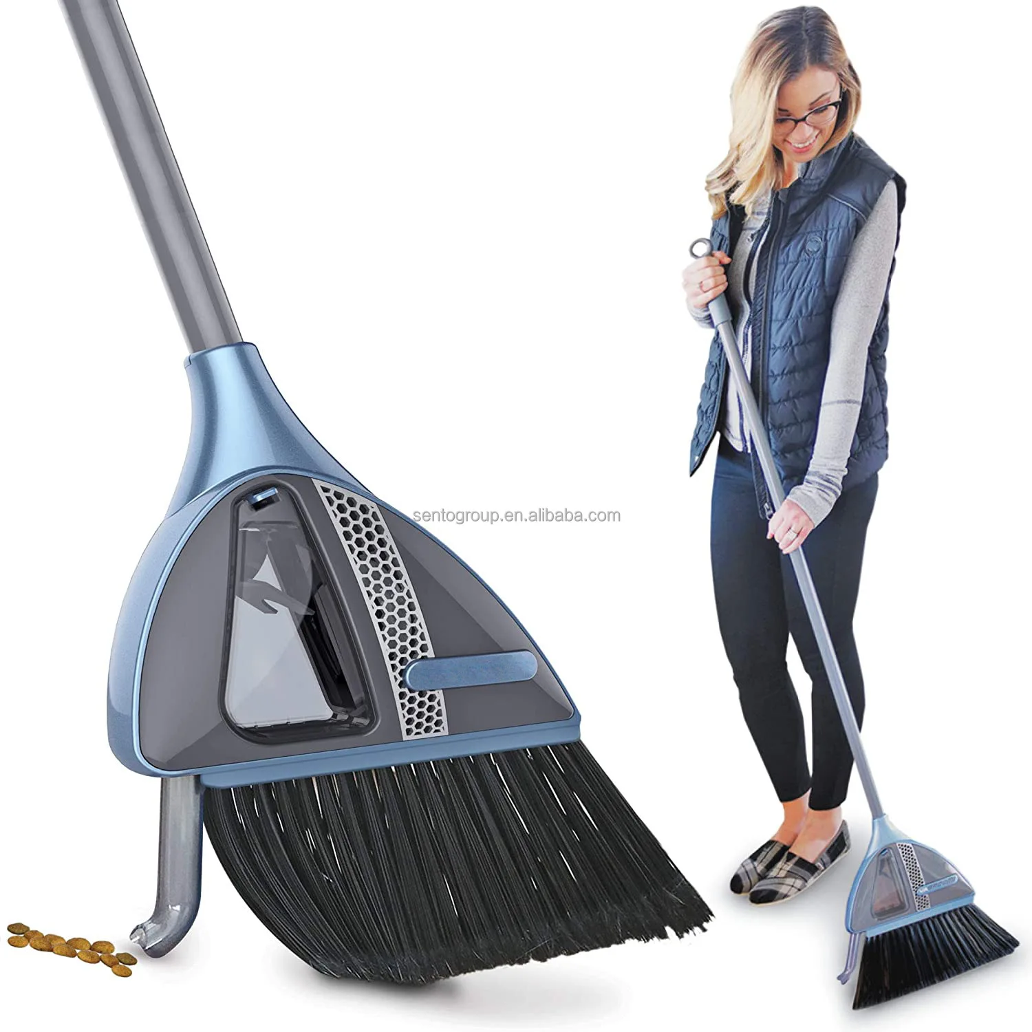 Broom with built in vacuum high quality 2 in 1 sweeper