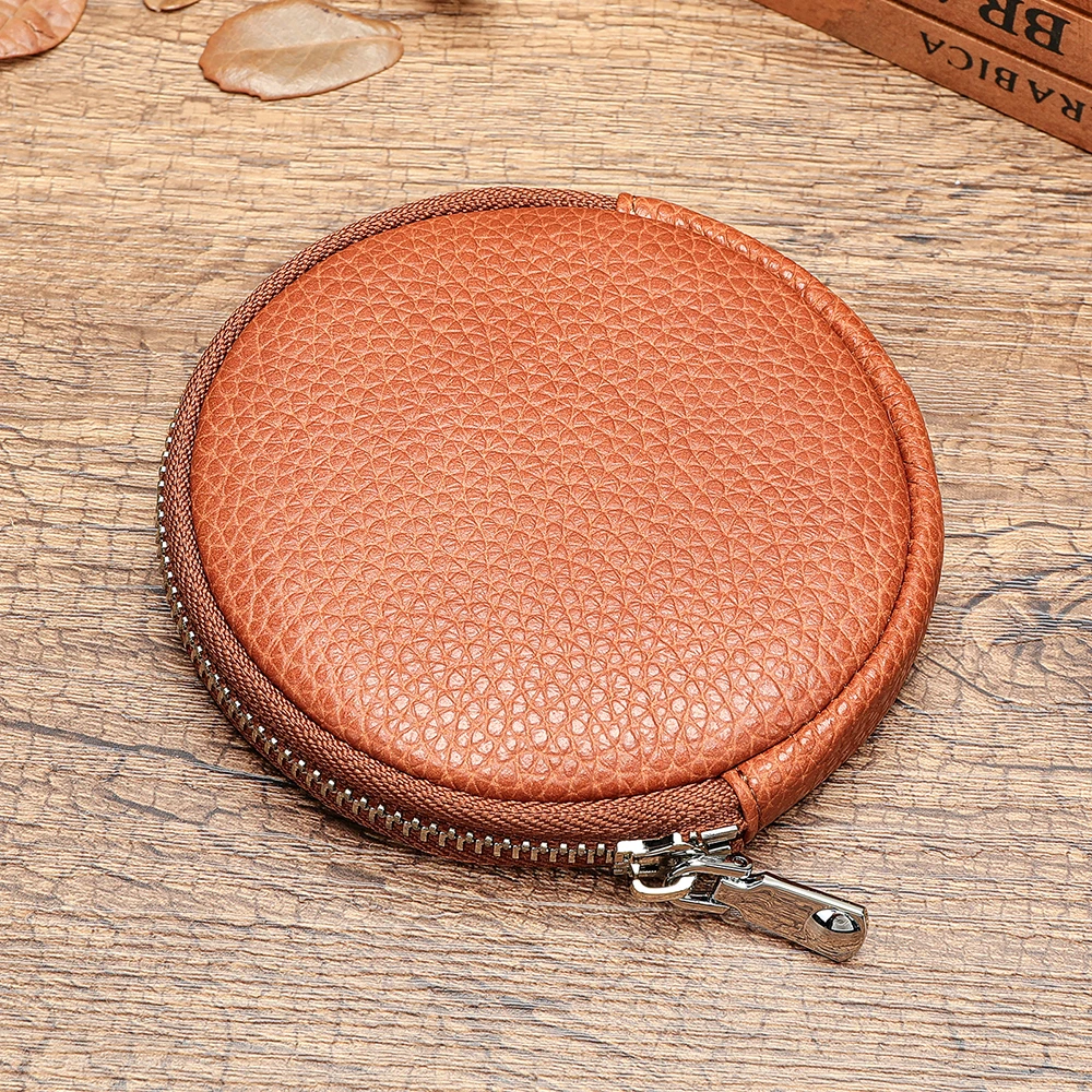 Custom Ladies Mini Leather Wallet Round Zipper Coin Pocket Bag