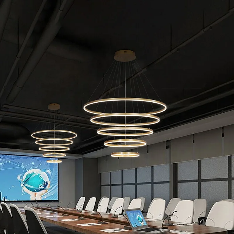 Customization Circle Rings Ceiling Office New Modern Chandelier Lighting Pendant Hanging