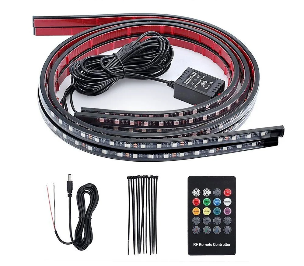 Ruban RGB Multicolore Kit LED Neon Lychee Pour Auto - Ruban RGB 90x60cm IP68 - Télécommande Et Contrôle Acoustique - 180 LEDs Télécommande IR - 5