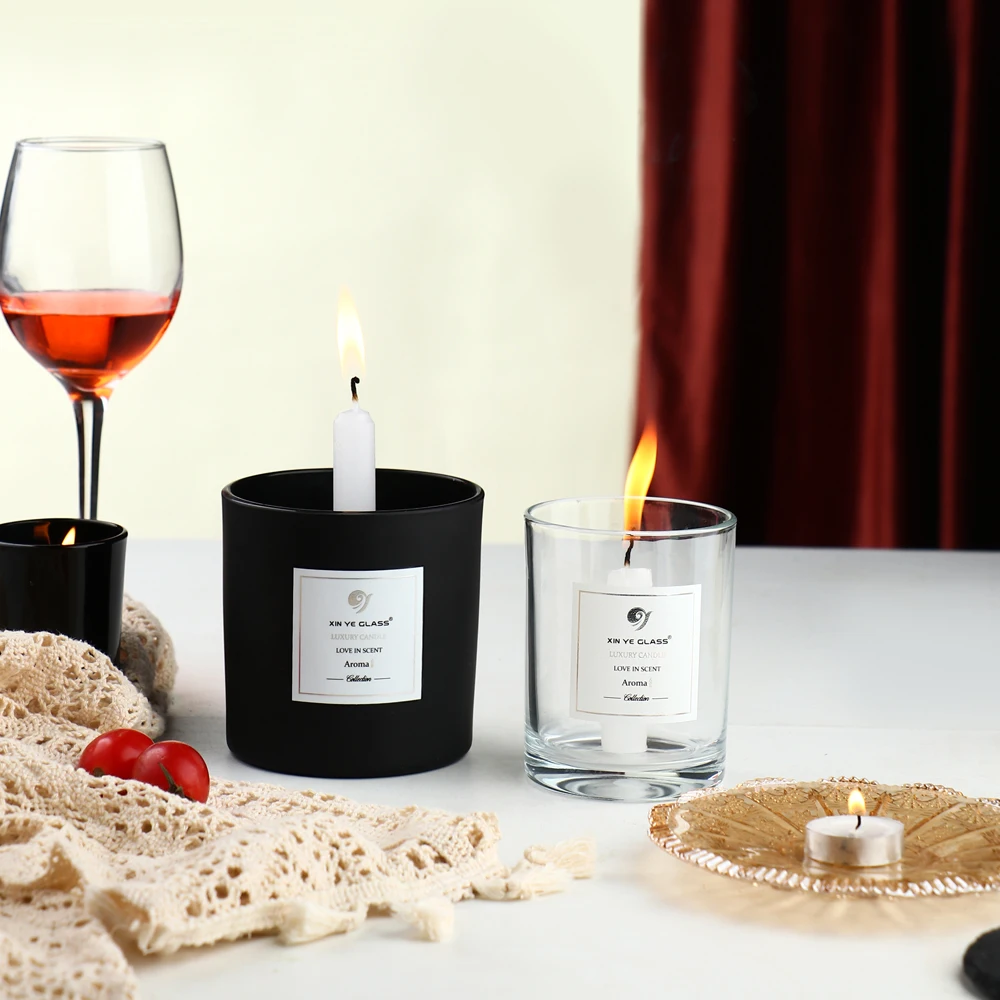 Wholesale Frosted Empty Luxury Glass Candle Jar with Metal Lid Cylinder ...