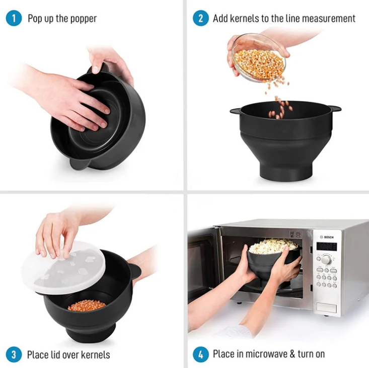Original Microwaveable Silicone Popcorn Popper,Bpa Free Collapsible Hot