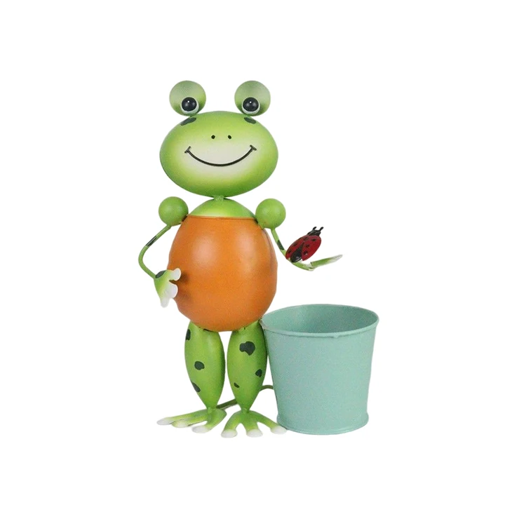 flowers artificial with pot animal frog concrete cement small  pots planters color