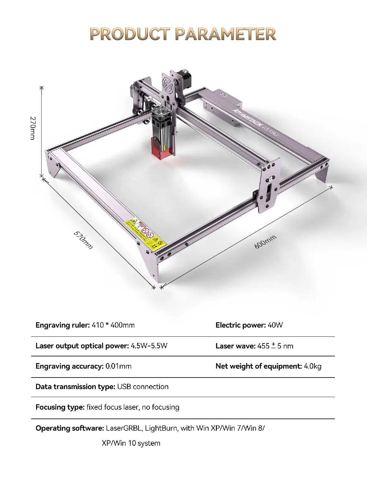 ATOMSTACK A5 Pro 40W Laser Engraving & Cutting Machine for Wood
