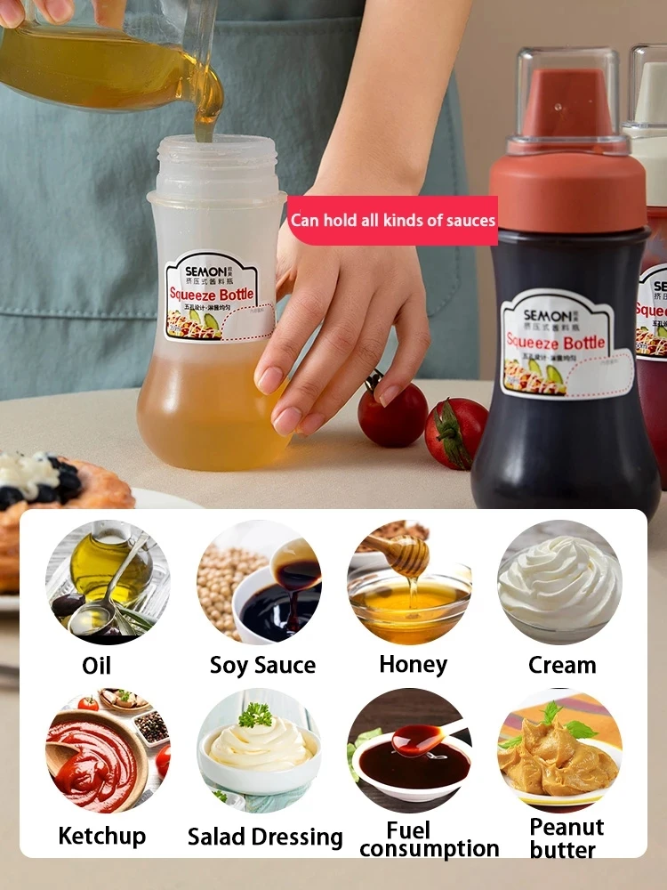 1pc 350ml Plastic Condiment Bottle, Soy Sauce Bottle, Salad Sauce Bottle,  Squeeze Oil Bottle