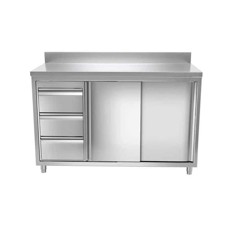 Modern Kitchen Cabinet Stainless Steel Restaurant Sliding Door Cabinet ...