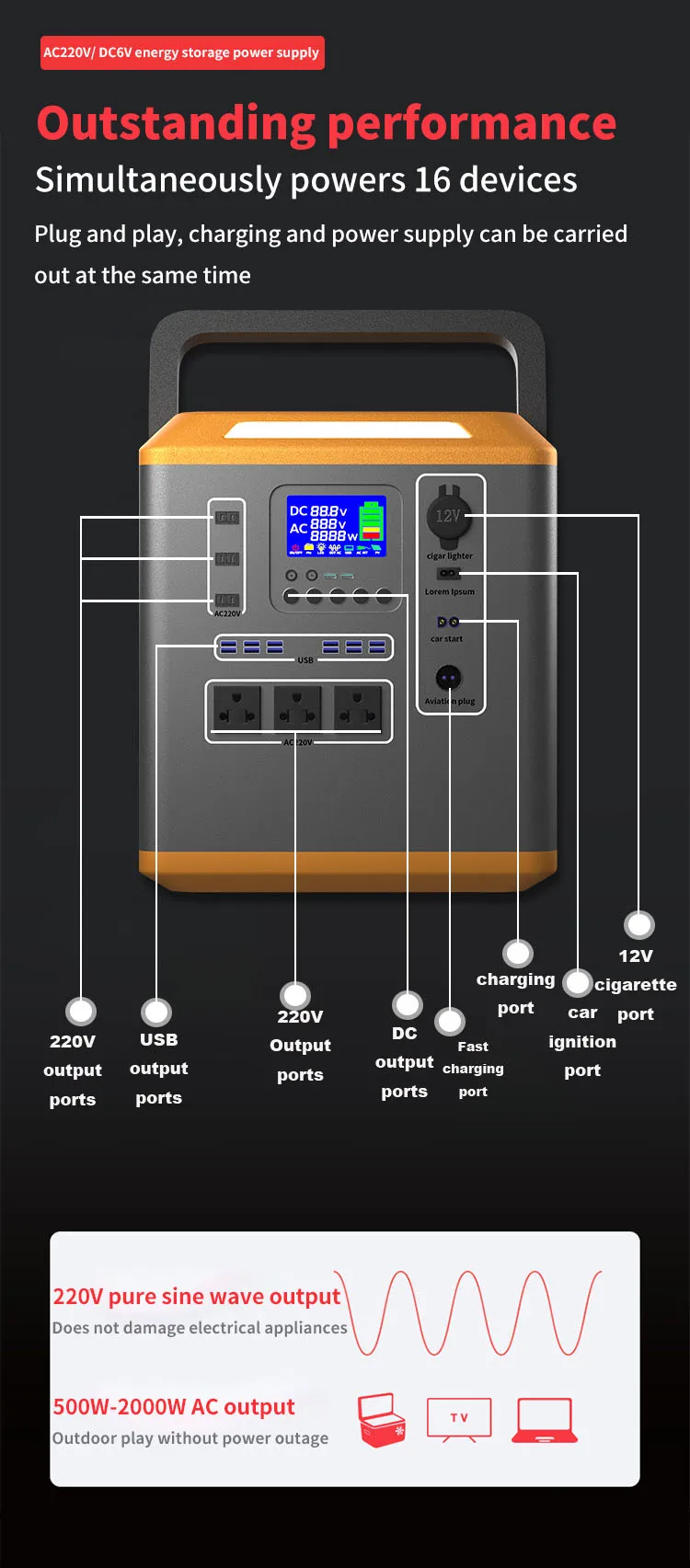 Outdoors 300w Portable Power Bank Generator Portable Back Up Power