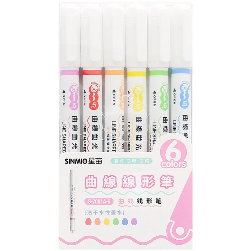 Кривая флуоресцентная ручка большой емкости цветная маркировочная для студентов