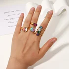 2021 New Colorful Love Heart Zircon Finger Rings Stainless Steel Jewelry Wholesale