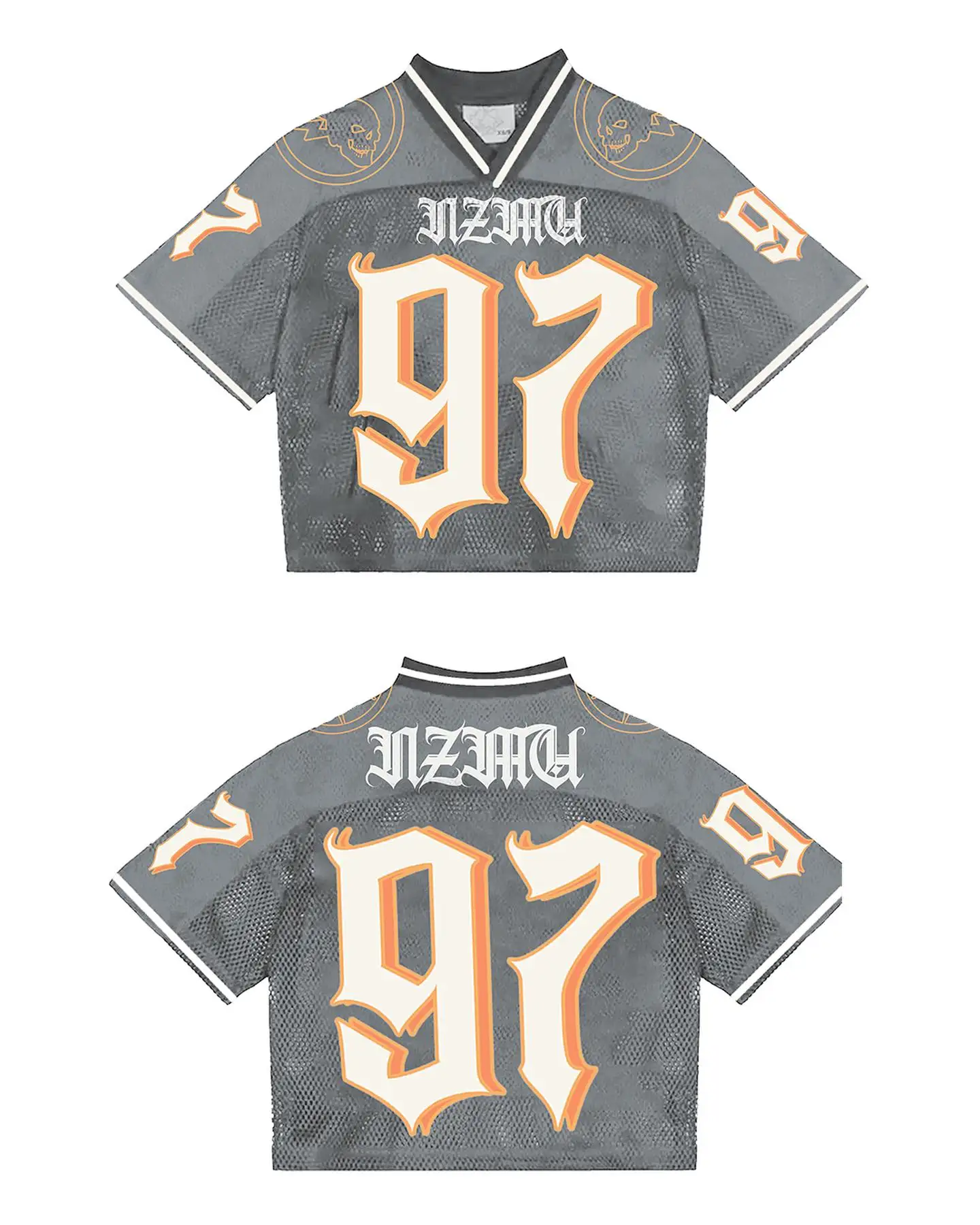 Customized Streetwear Print Short Sleeve V Neck Boxy Mesh Retro Vintage T-shirt Soccer Basketball Shirts Football Jersey for Men gallery 10