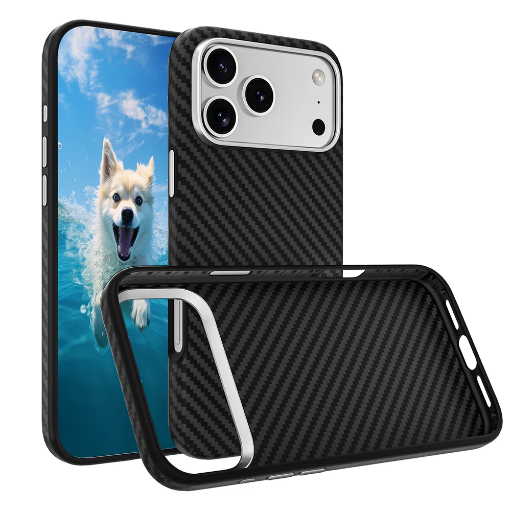 1500d anti shock combined carbon fiber luxury phone case for iphone 17 pro max-2
