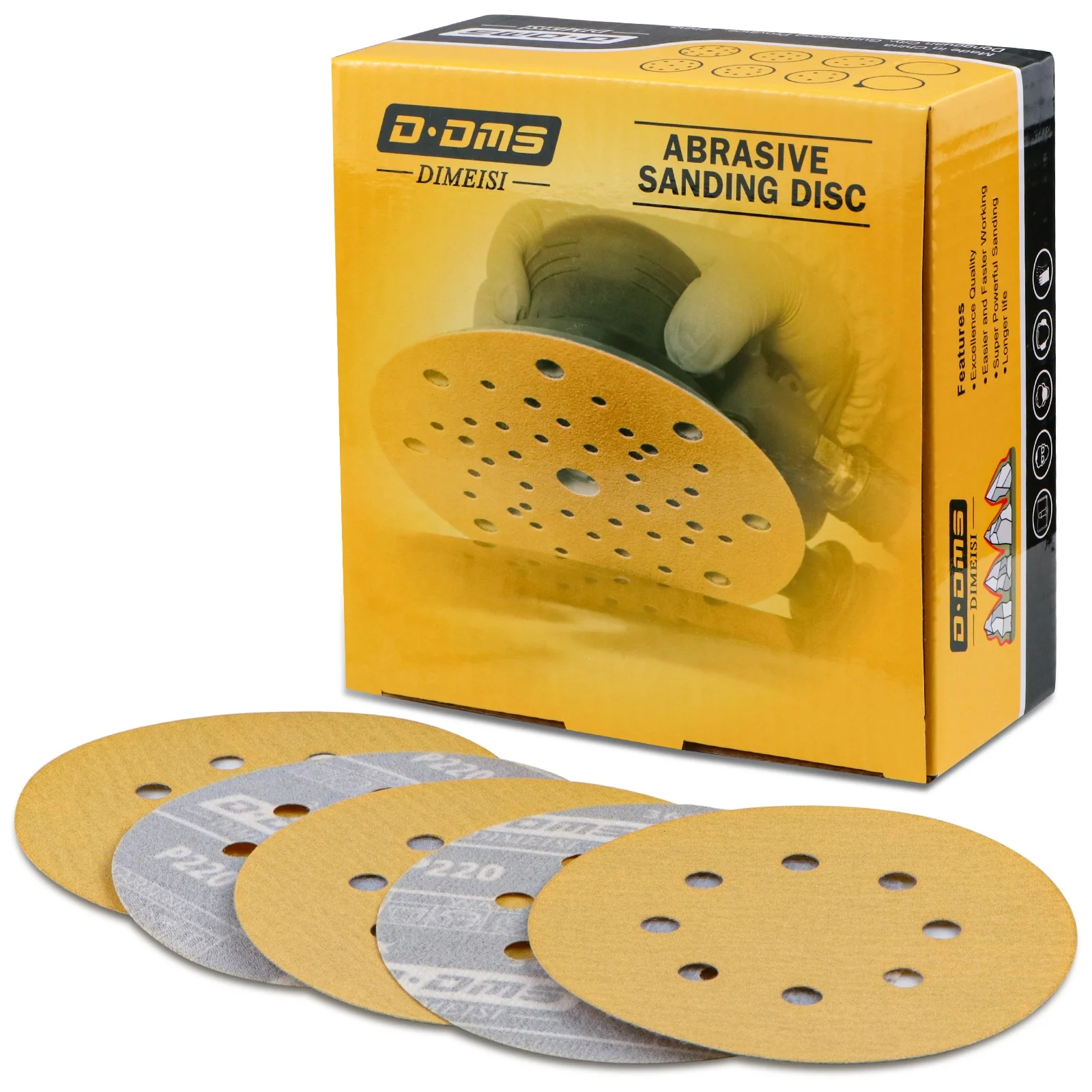 D DMS DIMEISI 362X Factory Cheap Prices 220 Grit 50pcs Per Box 125mm Hook and Loop Orbital Sanding Paper