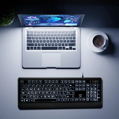 Large Print Keyboard with LED Backlight - USB Wired