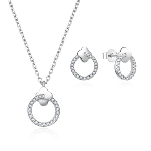 Poliva 925 Sterling Silver Micron Setting Zircon Round Shape Necklace Earring Set