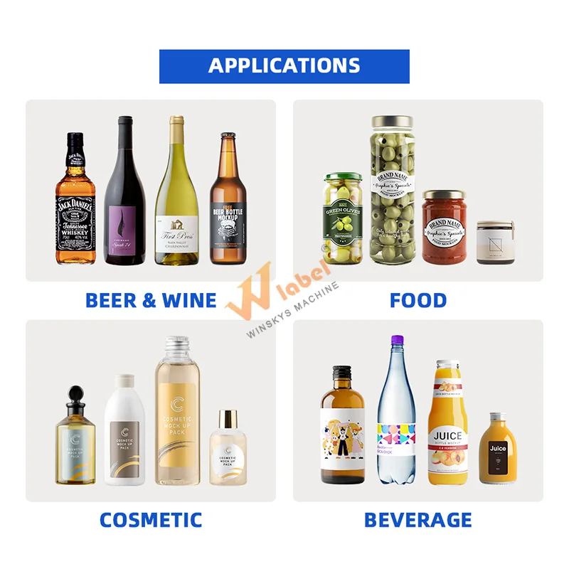 WINSKYS Automatic Round Bottle Labeling Machine Beer Bottle Printing and Labeling Machine with Collector