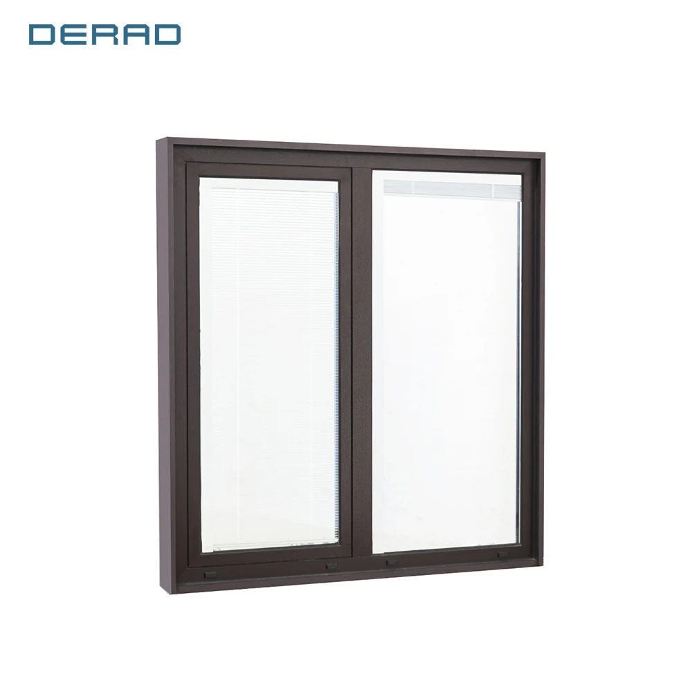 Factory made tilt and turn aluminium casement window join with blind Louver between the glass for bedroom balcony window factory