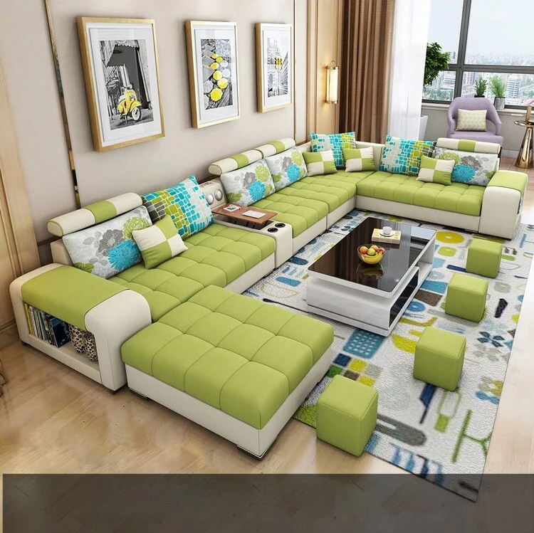 Maxky Modern Italian Fabric Sectional Sofa Home Furniture Set Modern ...