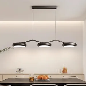 Flying Saucer Three Head Living Room Bedroom Pendant Light Elegant Black Hotel Cafe Restaurant Acrylic Chandelier