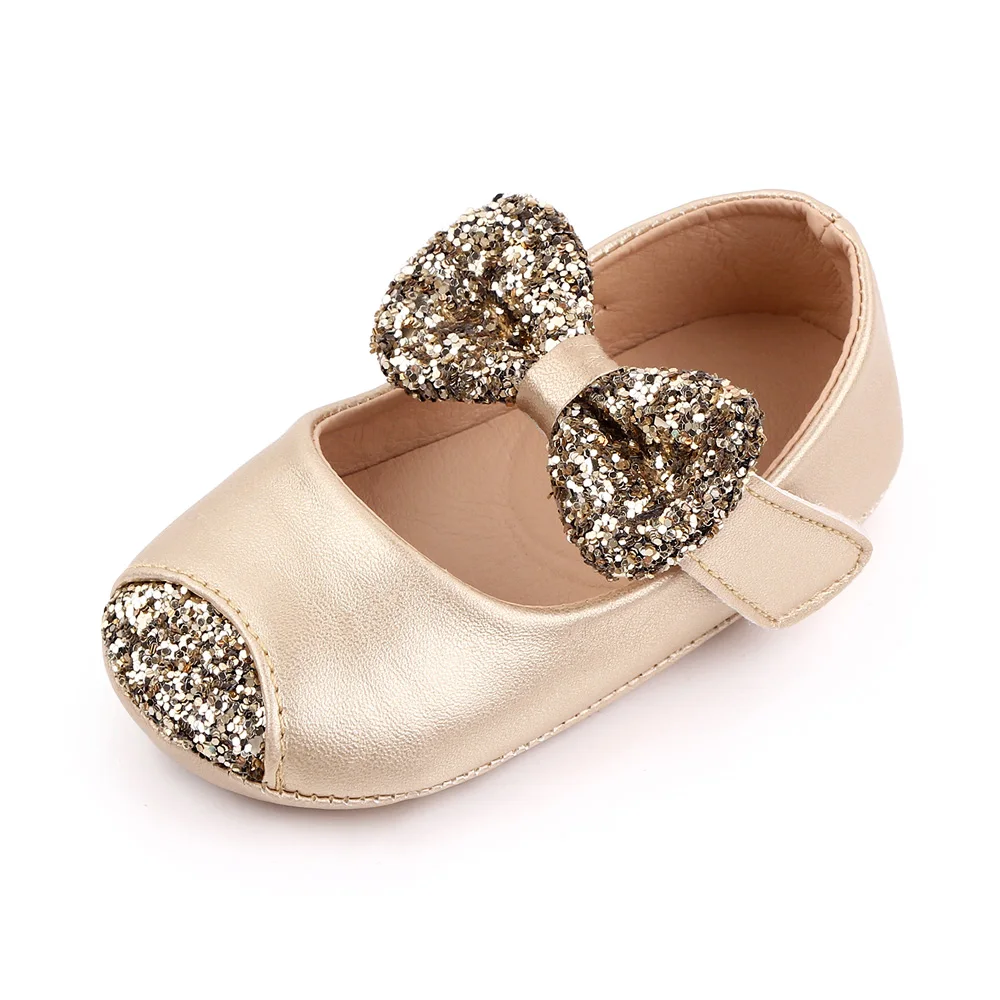 0-1 Year Old Baby Shoes Fancy Bling Bow Knot Rubber Sole Princess Shoes Newborn Toddler Shoes 2025 factory