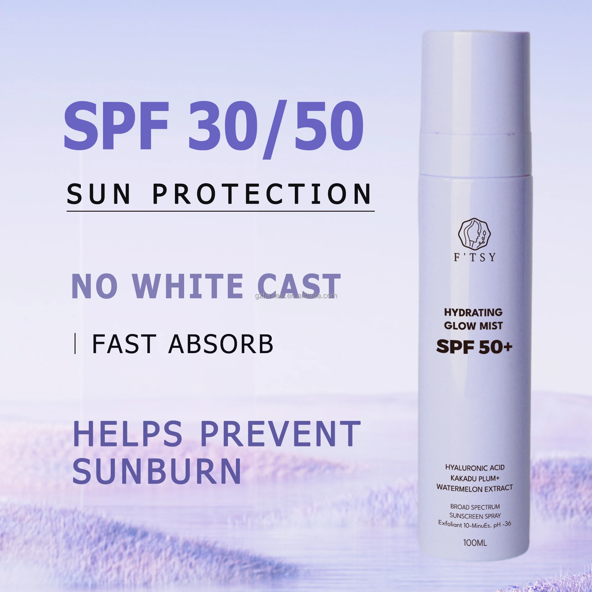 Custom High Quality Hydrating Sunscreen Face Mist Spray Organic Vegan