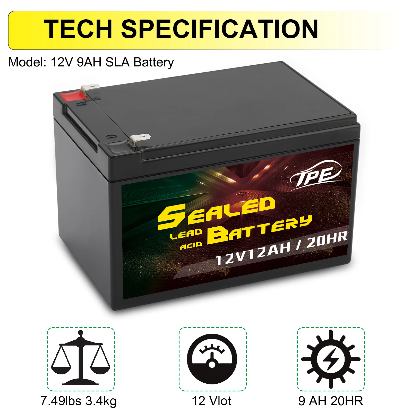 12V 12Ah Solar Sealed Lead Acid Battery Rechargeable SLA AGM Battery Long Life UPS Energy Storage Battery Emergency Power Supply factory