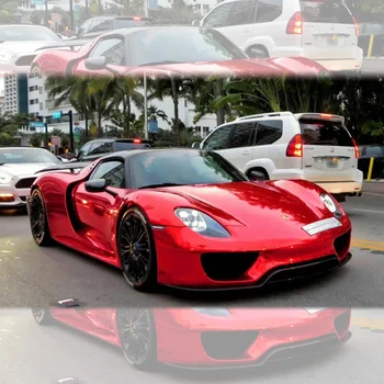 Vinyl Wrap Rolls For Car Full Body Red Mirror Chrome PET Vinyl Clear Holographic