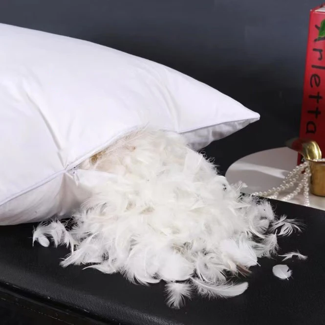 Luxury White 24cm White Duck Feather Down Pillow Hotel Use 48x74cm