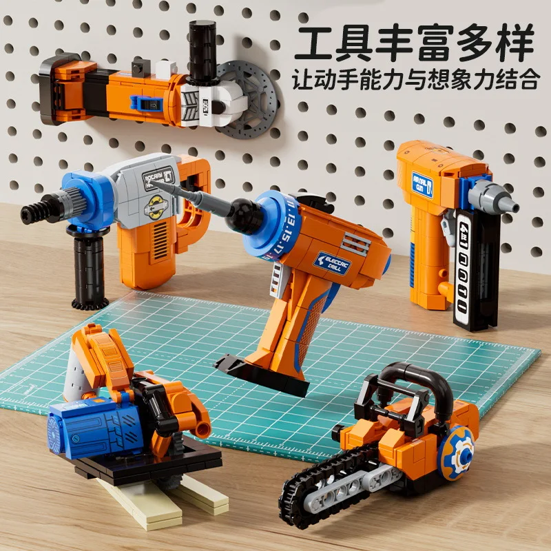 FC8163 Mini Tool Building Blocks Nail Gun Electric Saw Angle