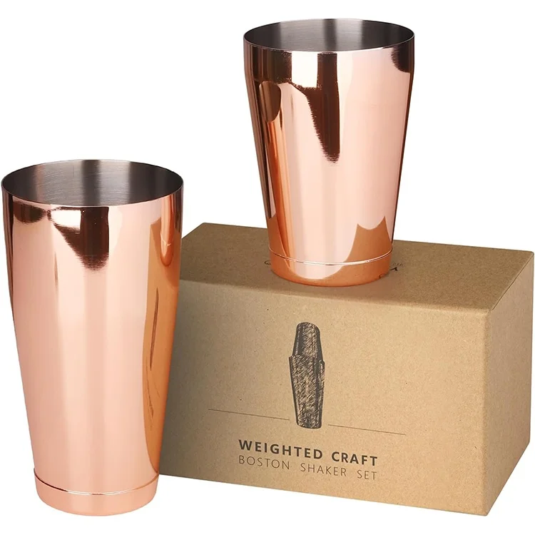 Bartender Tool Stainless Steel Copper Plated Boston Shaker Reusable Multi-Capacity Options Engrave Logo Option for Home Bar Use