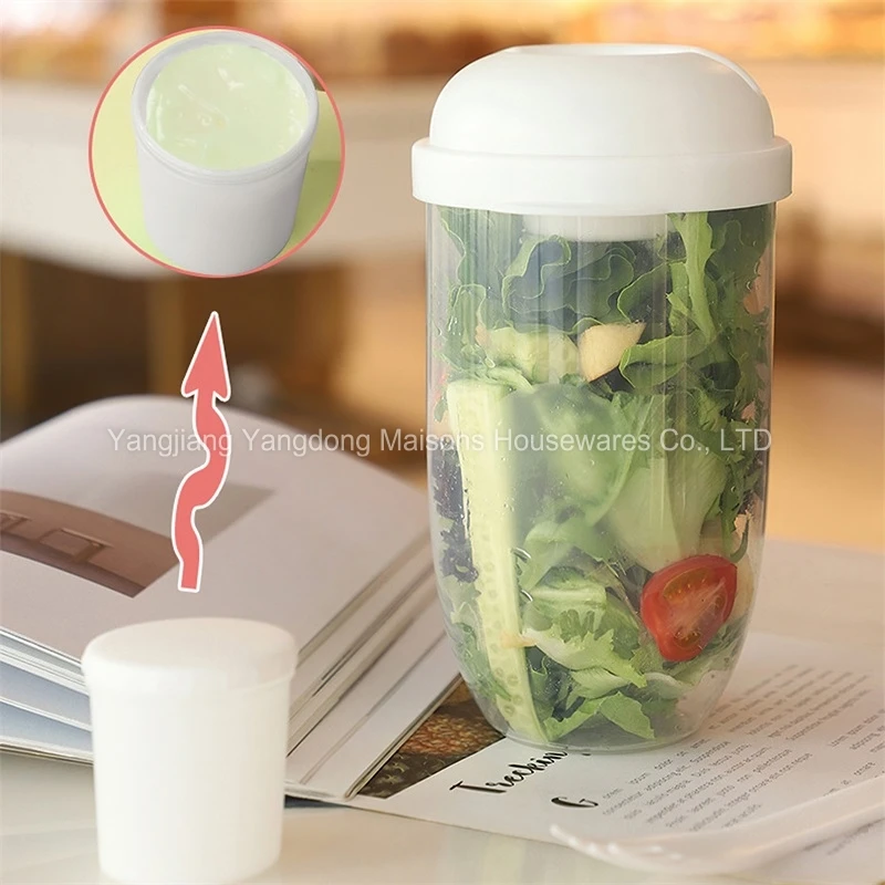 Maisons Salad Dressing Shaker Container With Fork Plastic Salad Fruit