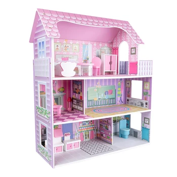 Maison de poupées Mademoiselle avec mobilier - Jouet en bois