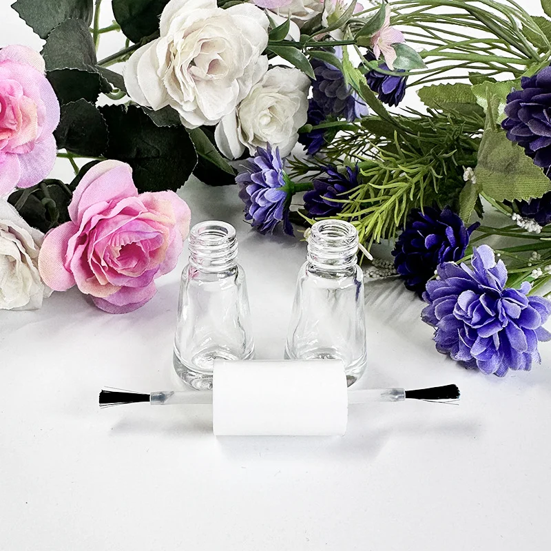 High Quality Transparent Empty Double Ended Glass Bottle Nail Polish with Brush Cosmetics Dispenser Bottle