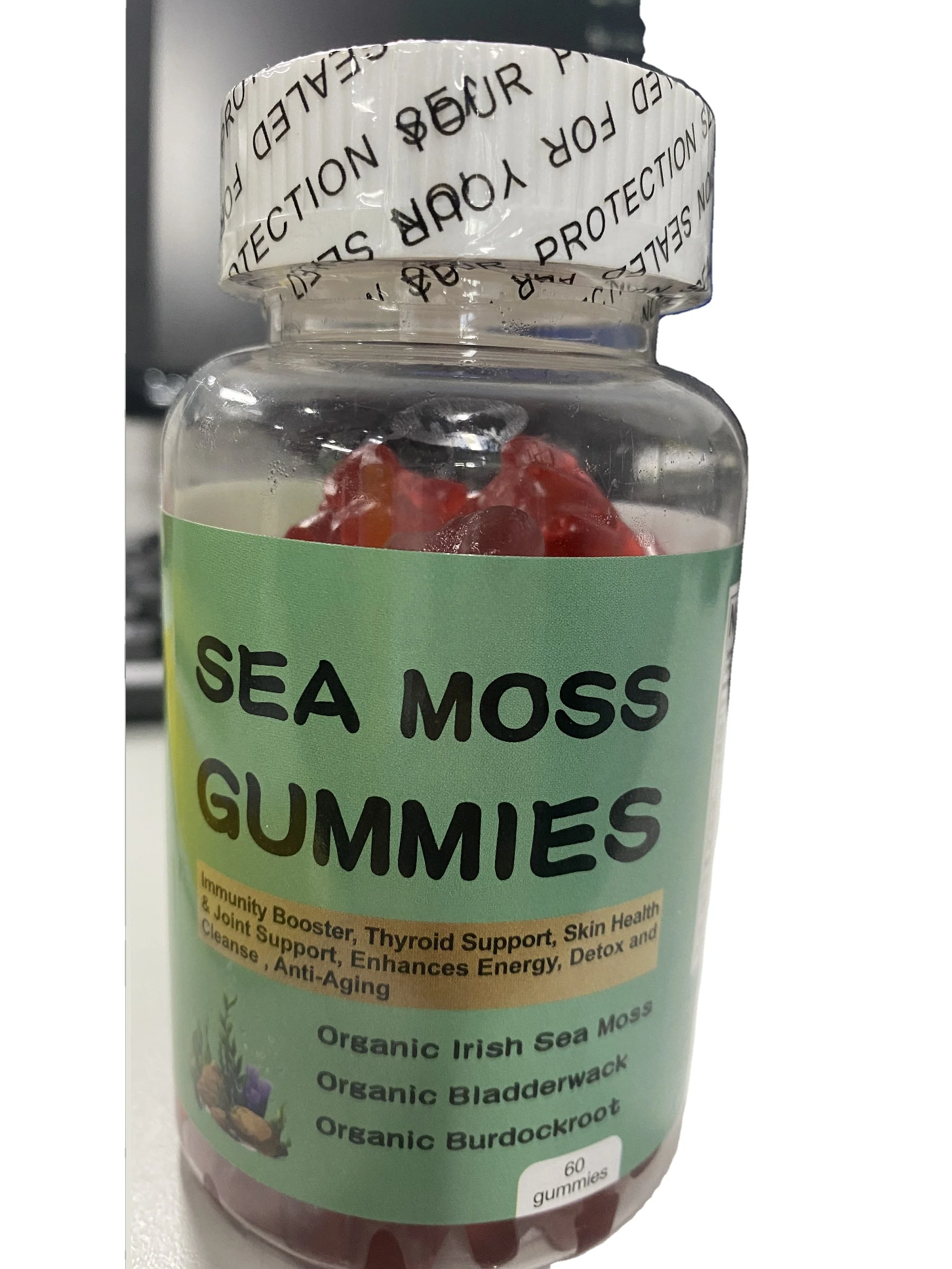 Organic Irish Raw Vegan Sea Moss Gel Strawberry Gummies For Kids