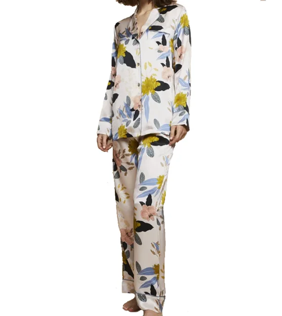 100%satin silk pajamas Customized  Womens Pajamas High Quality digital printing