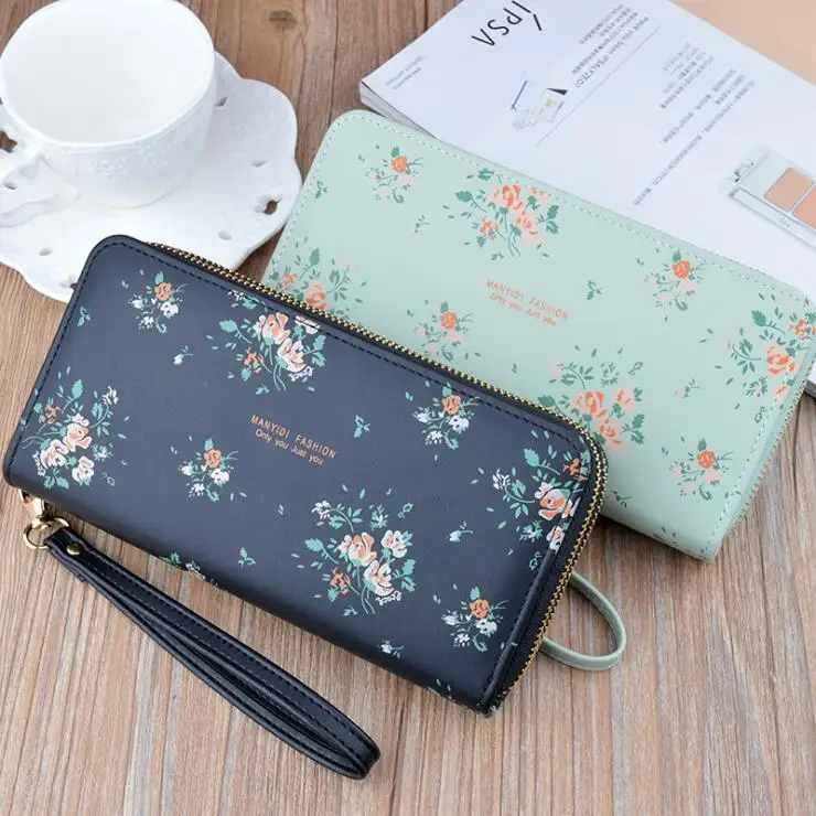 Wholesale New design fashion peal ladies purse wallet double zipper women  long wallets From m.