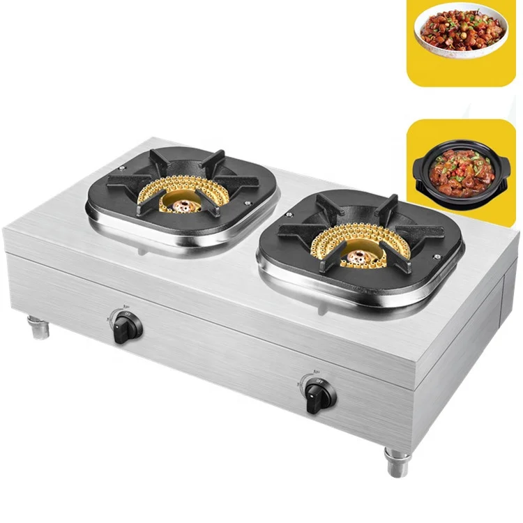 Stainless Steel Automatic Double Gas Cooker 2 burner Gas Cooktop Table Gas Stove for Home