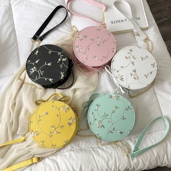 2022 Small Fresh Flower Chain Shoulder Hot Sale Sweet Lace Round Handbags High Quality PU Leather Women Crossbody Bags for Women