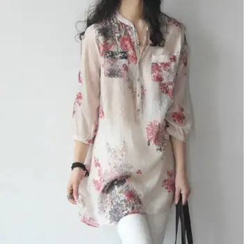 fashion women blouse summer 2019 long sleeve large size flower ladies blouse