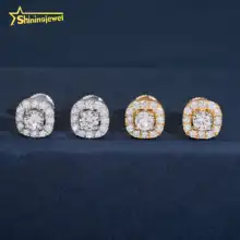New Arrival Lab Diamond Hip Hop Earrings Screw Back 925 Silver Lab Grown Diamond Earrings Studs for Men Women
