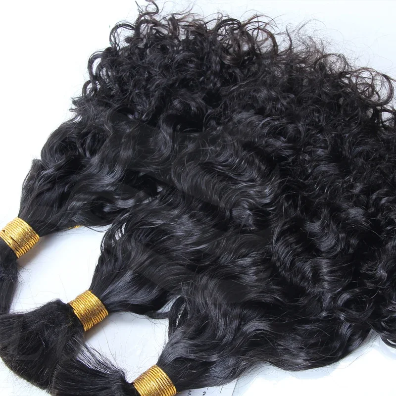 Indische Remy Haar Bulks Zum Flechten Kurze Lockige Menschliche Haarverlängerungen 3 pices/lot_voghion.com