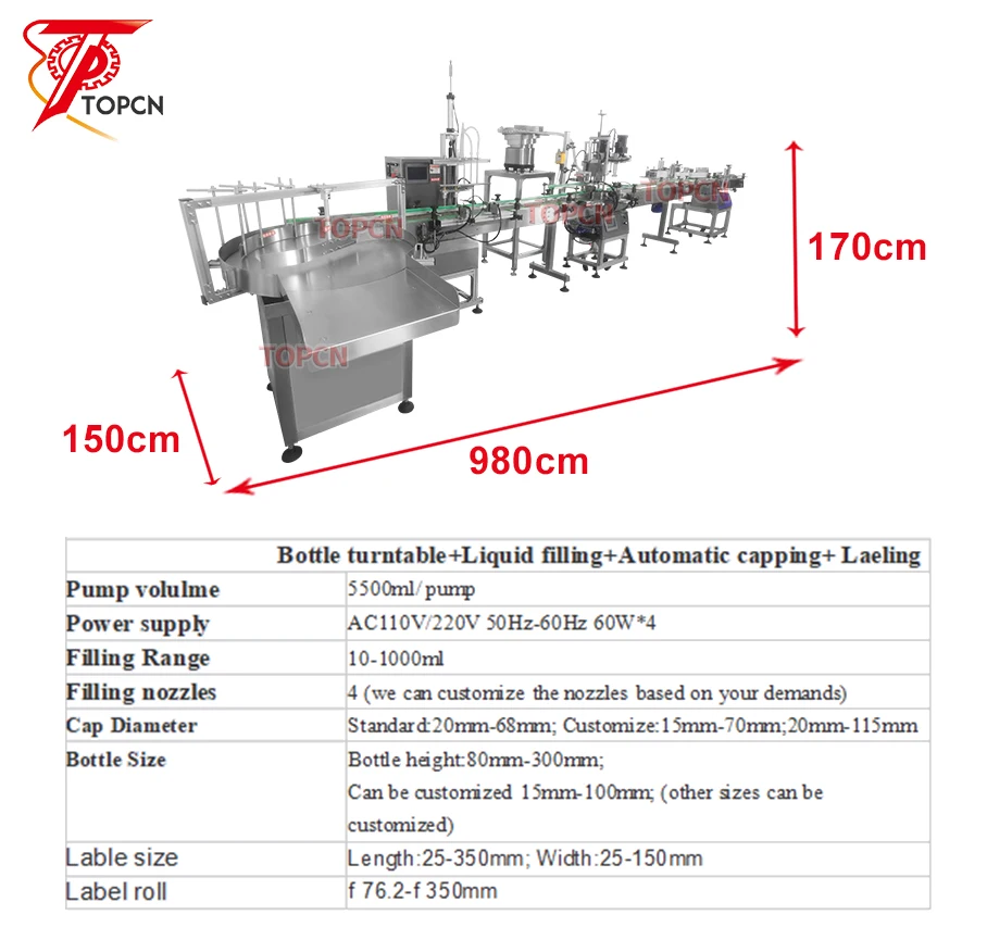 Good Price Automatic Small Scale Ink Liquor Milk Tea Wine Drops PET Bottle Liquid Filling Capping Double Side Labeling Machine