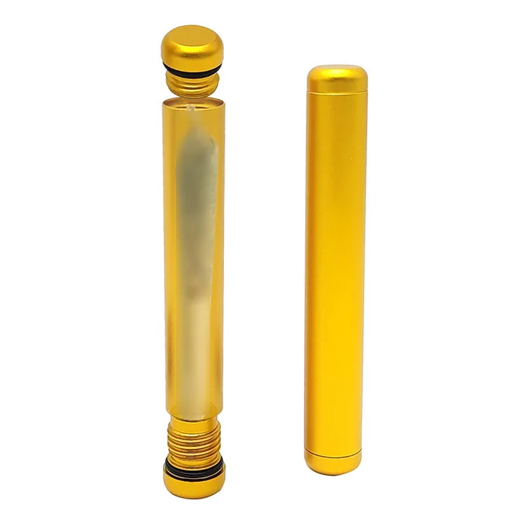 Custom Logo Lightweight Metal Tube Container Aluminum Waterproof Airtight Metal Case for Purse Pocket Travel Cigarette Tube