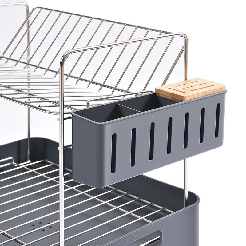 WIREKING Kitchen Storage 2 Tier 304 Stainless Steel Dish Drainer Rack Utensils Holder Over the Sink Dish Drying Rack