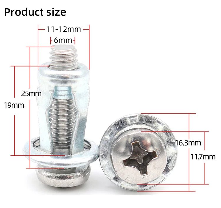 Jack Nut M6*25mm 1/4inch Unc Carbon Steel Rivet Nuts And Ss Screws Large Flange Short Auto Car
