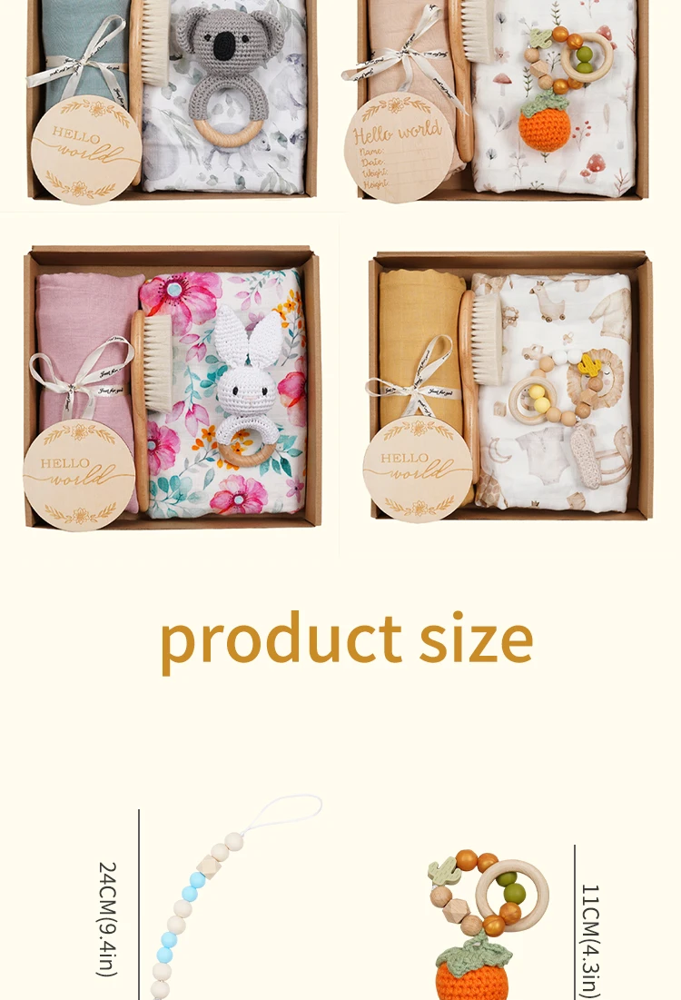 Popular Newborn Baby Blanket Gift Set Low Moq Muslin Swaddle Blanket