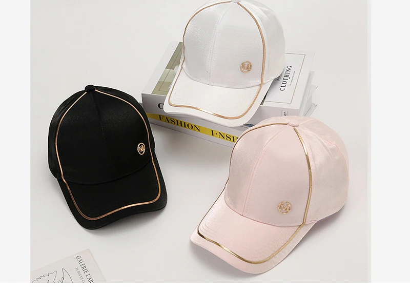 Fashion Custom Visor Sun Hat Leisure Adjustable Satin Lined Baseball Cap Women Summer Silk Satin Snapback Caps