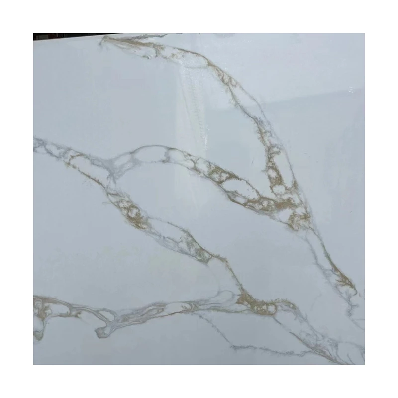 Engineered Marble Calacatta Gold Quartz Stone Thin Slabs for